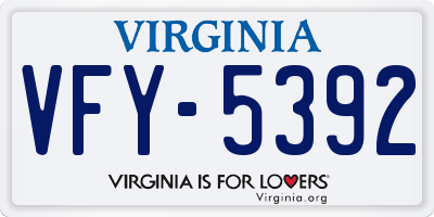 VA license plate VFY5392
