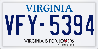 VA license plate VFY5394