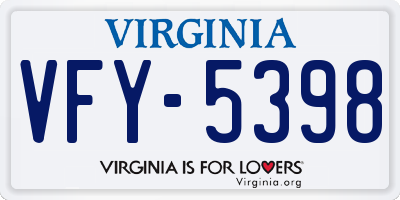 VA license plate VFY5398