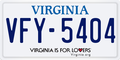 VA license plate VFY5404
