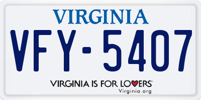 VA license plate VFY5407