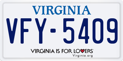 VA license plate VFY5409