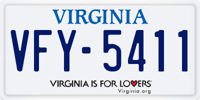 VA license plate VFY5411
