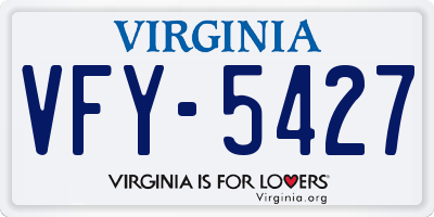VA license plate VFY5427