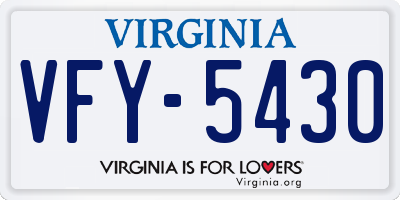 VA license plate VFY5430