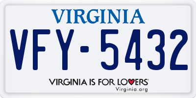 VA license plate VFY5432