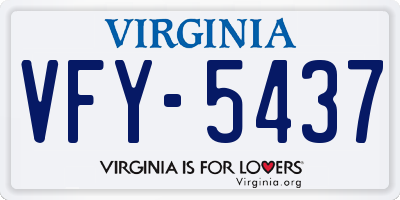 VA license plate VFY5437