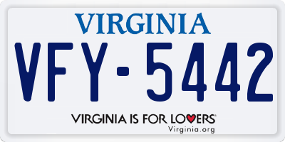 VA license plate VFY5442