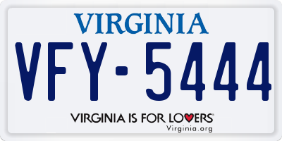 VA license plate VFY5444