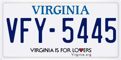 VA license plate VFY5445