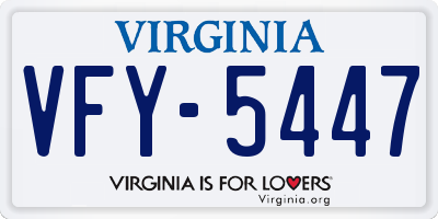 VA license plate VFY5447