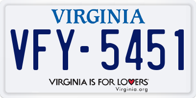 VA license plate VFY5451
