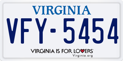VA license plate VFY5454