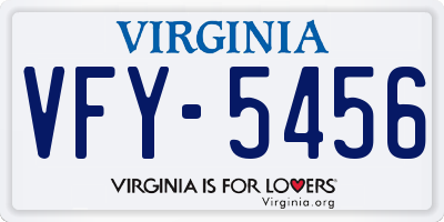 VA license plate VFY5456