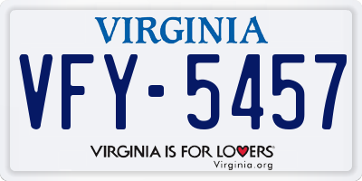 VA license plate VFY5457