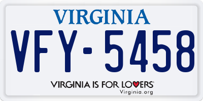 VA license plate VFY5458