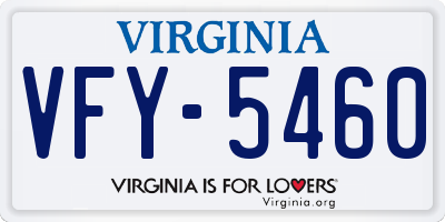VA license plate VFY5460