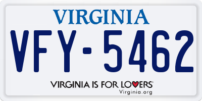 VA license plate VFY5462