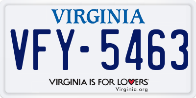 VA license plate VFY5463
