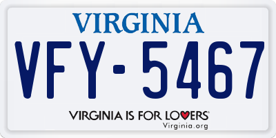 VA license plate VFY5467