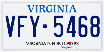 VA license plate VFY5468