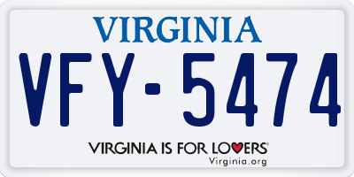 VA license plate VFY5474