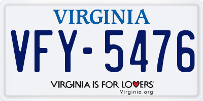 VA license plate VFY5476