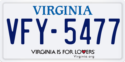 VA license plate VFY5477