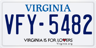 VA license plate VFY5482