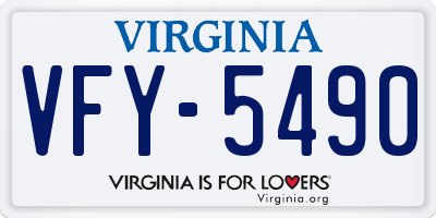 VA license plate VFY5490