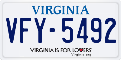 VA license plate VFY5492
