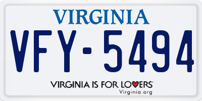 VA license plate VFY5494