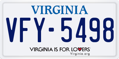 VA license plate VFY5498