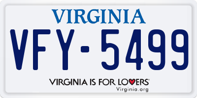 VA license plate VFY5499