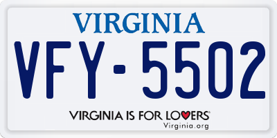 VA license plate VFY5502