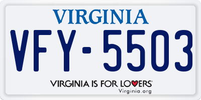 VA license plate VFY5503