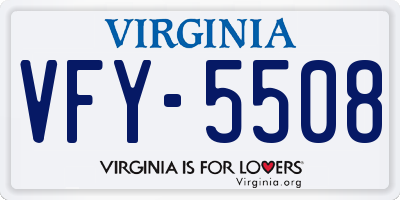 VA license plate VFY5508