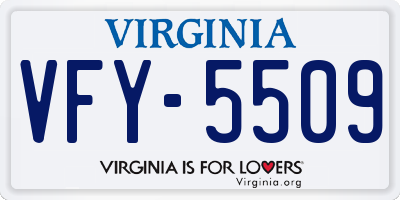 VA license plate VFY5509
