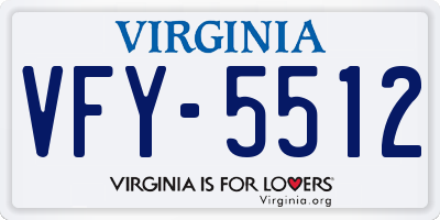 VA license plate VFY5512