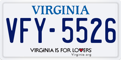 VA license plate VFY5526