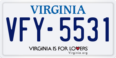 VA license plate VFY5531