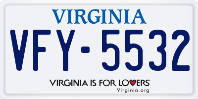 VA license plate VFY5532