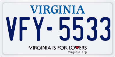 VA license plate VFY5533