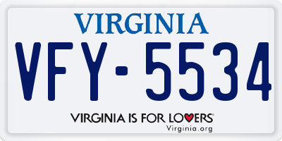 VA license plate VFY5534