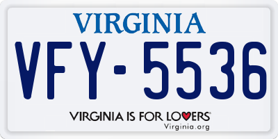 VA license plate VFY5536