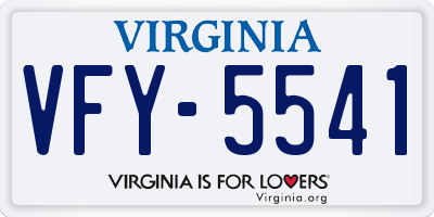 VA license plate VFY5541
