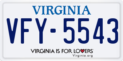 VA license plate VFY5543