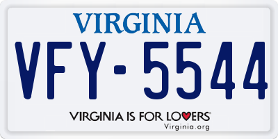 VA license plate VFY5544
