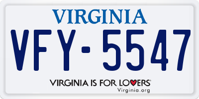 VA license plate VFY5547