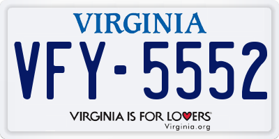 VA license plate VFY5552
